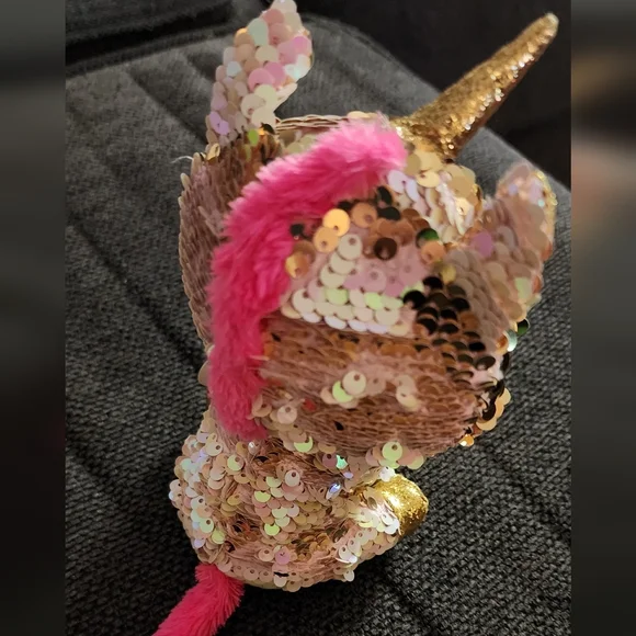Fantasia Flippable Sequin Unicorn Beanie Baby - Picture 3 of 6